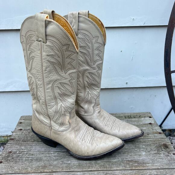 Nocona Boots Cowgirl Beige Cream Marbled Point Toe Western Style 76133 Size 6C - Picture 4 of 7